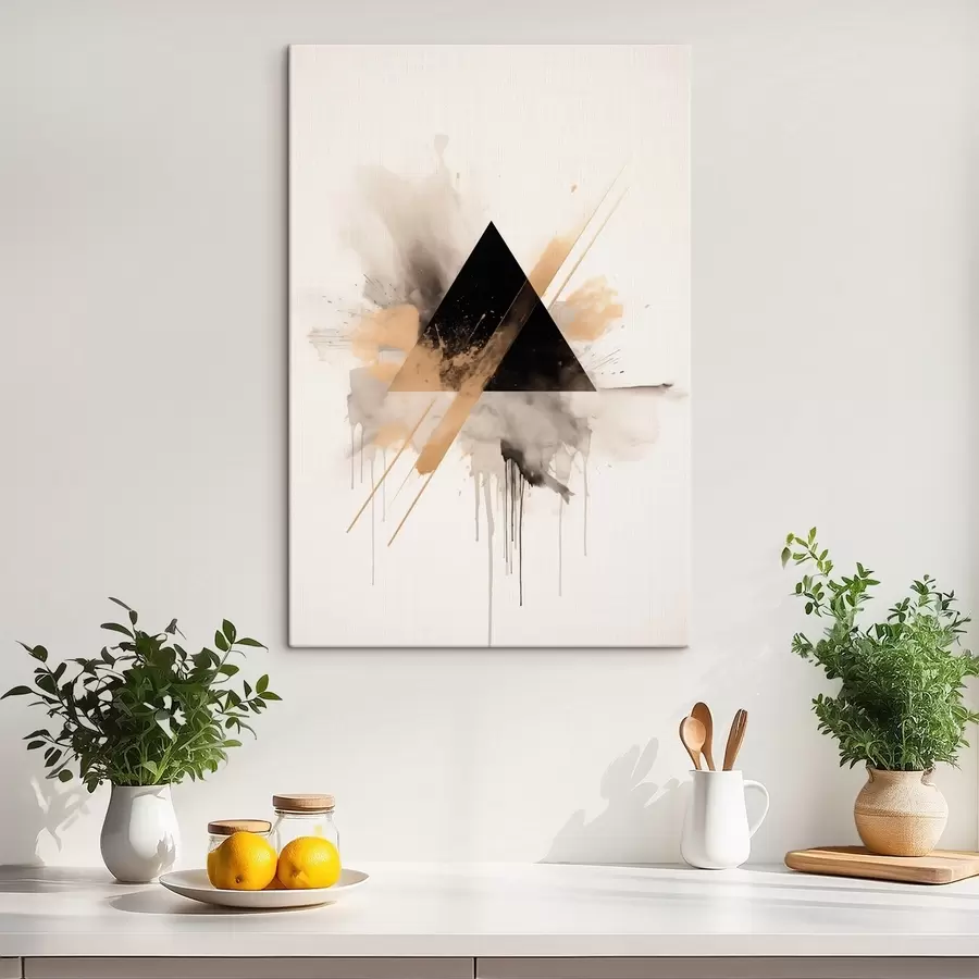 Pilt Geomeetria: must kolmnurk heledate pritsmetega ja joontega s46540