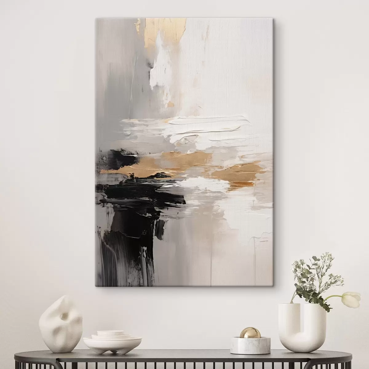 Pilt Nude-toonilised jooned kontrastse musta ja okra kihiga s46544