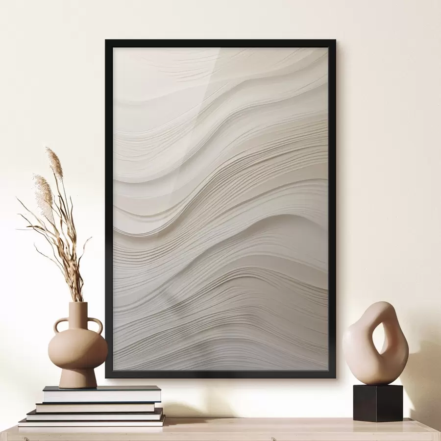 Fototapeedid Kihtidena asetsevad liivatoonilised reljeefsed lained, pehme tekstuur f46484