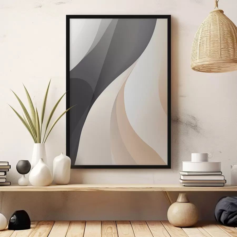 Fototapeedid Sile üksteisega kattuvad kõverad süsi, elevandiluu ja liiv f46493