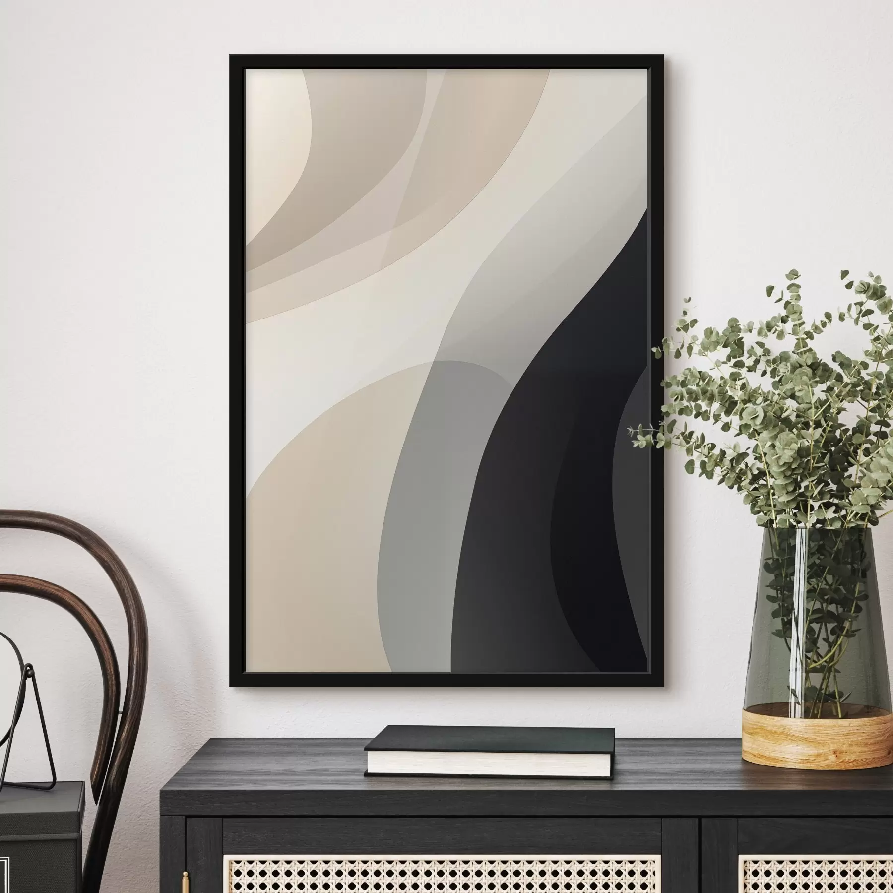 Fototapeedid Orgaanilised lainekujud soojas beežis ja sütt värvis f46494