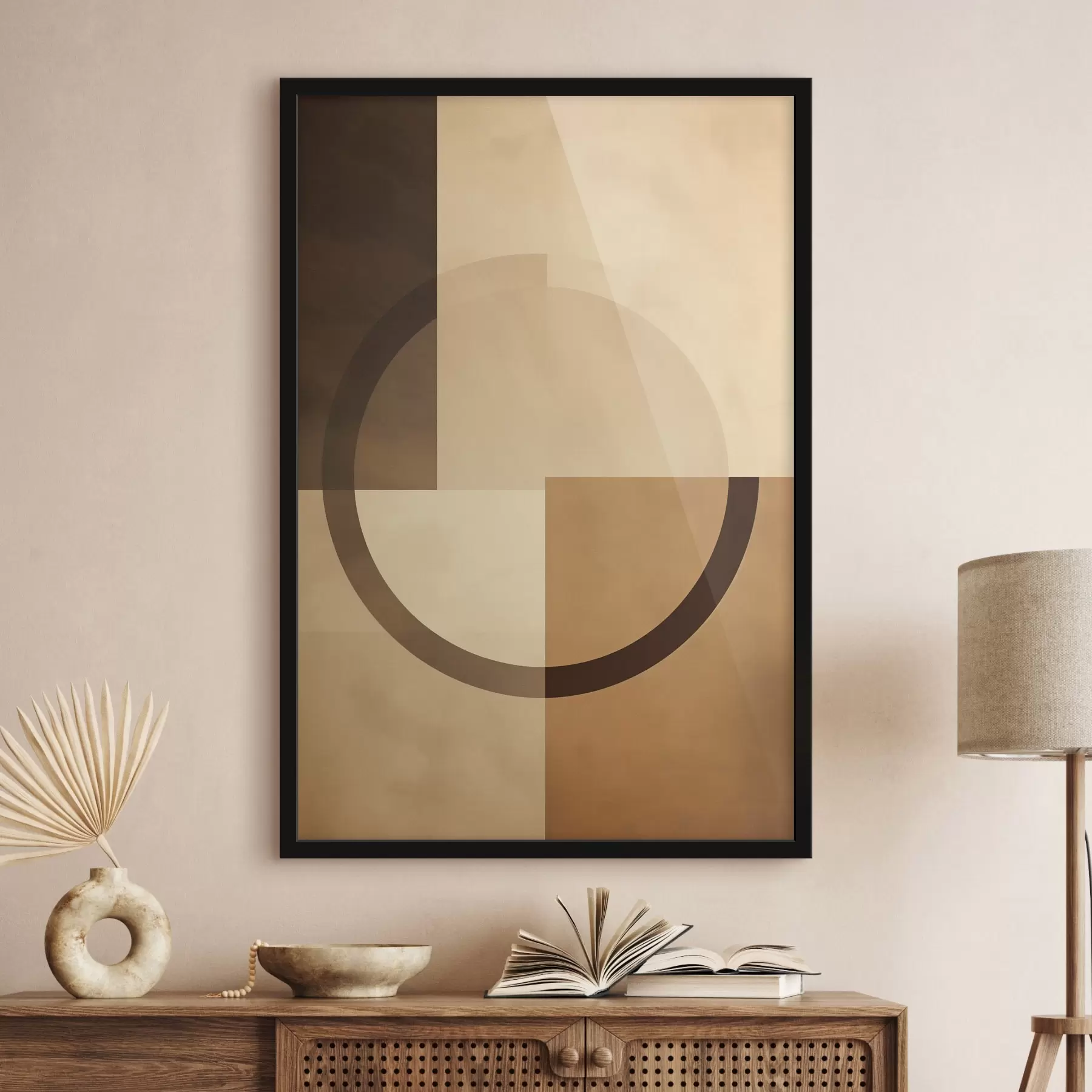 Fototapeedid Vaigistatud ruudud läbipaistva rõngaga, soe maapalett f46498