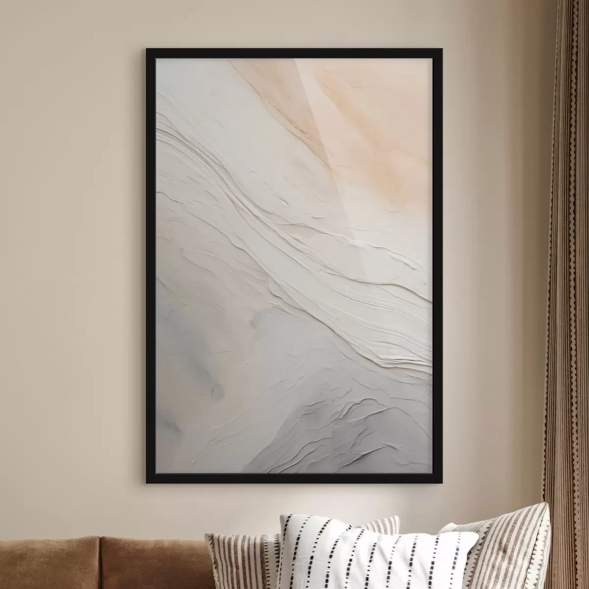 Plakat Tekstuuriga krohv lained pehmetes elevandiluu ja liiva toonides f46510