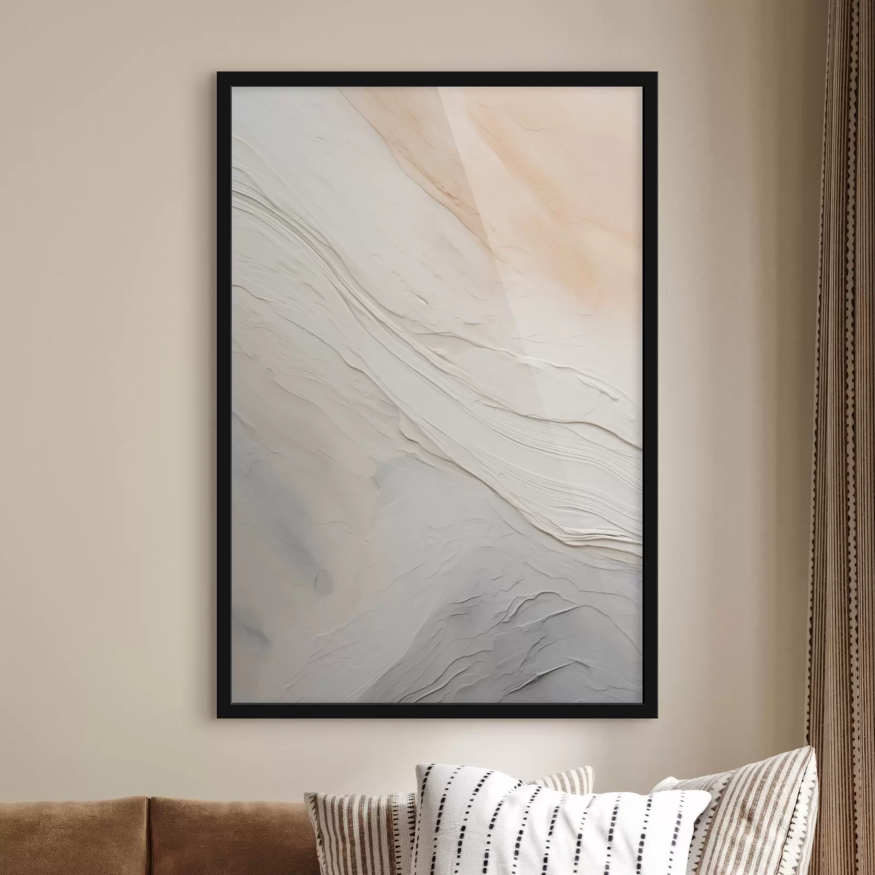 Fototapeedid Tekstuuriga krohv lained pehmetes elevandiluu ja liiva toonides f46510