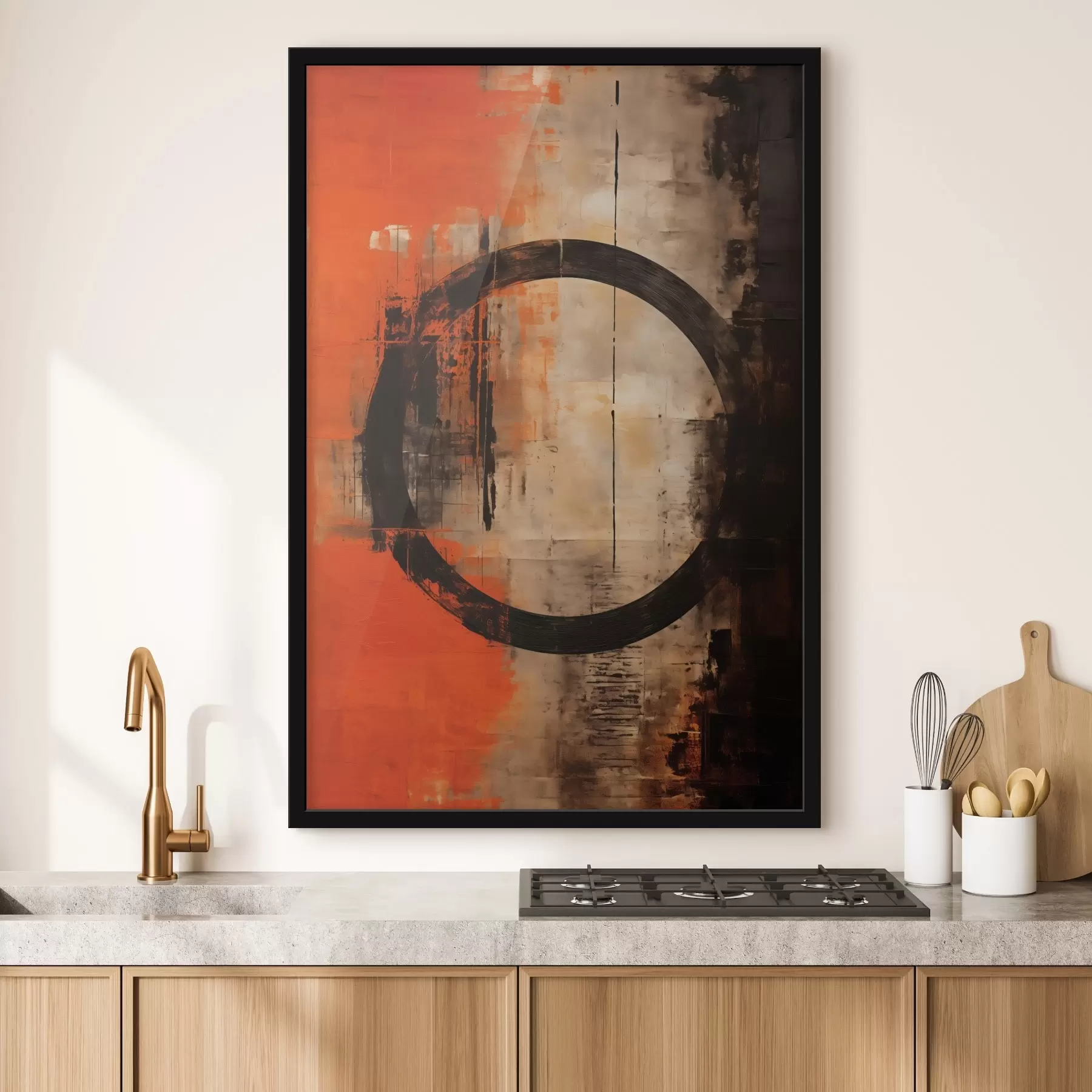 Fototapeedid Abstraktne suur must ring ja soojad tekstuurid f46528