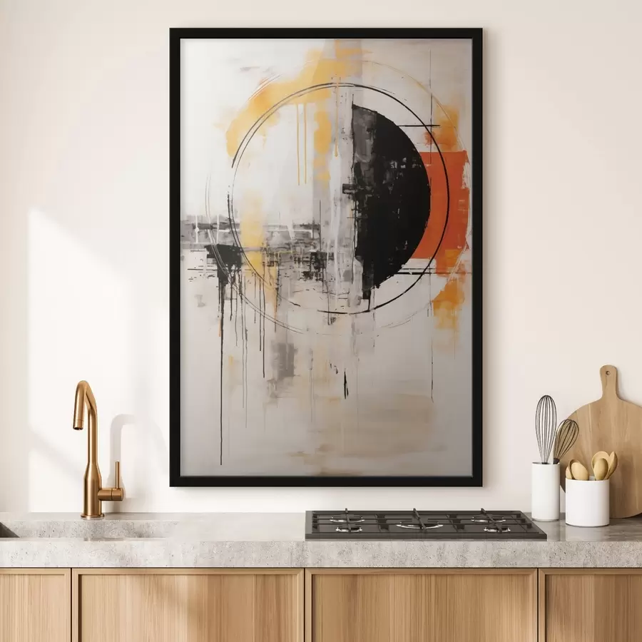 Fototapeedid Ühevärviline oranž ring tekstuuriga tilkadega f46536