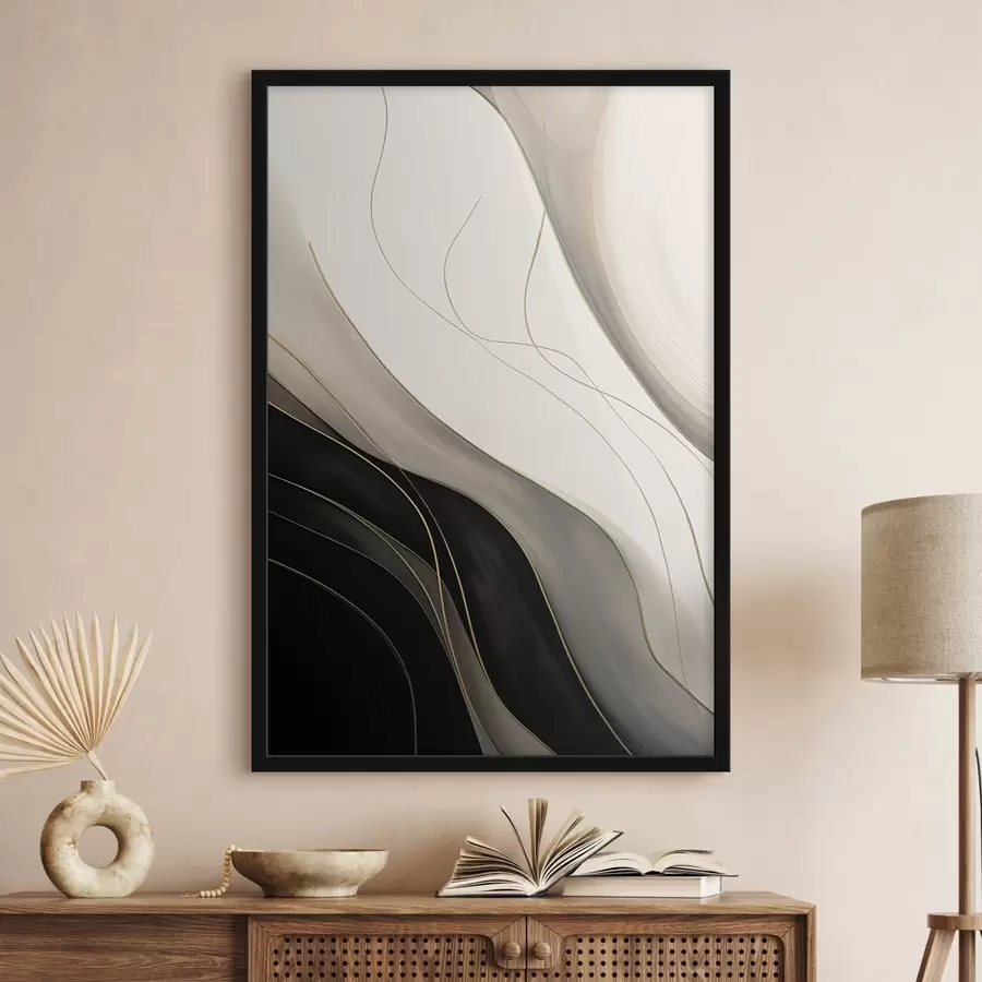 Fototapeedid Mustad ja beežid lained peenete okrajoontega f46541