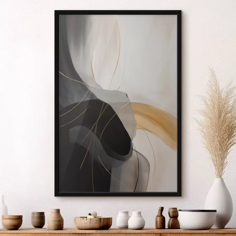 Fototapeedid Pehmed kumerused mustas ja beežis sooja aktsendiga f46542