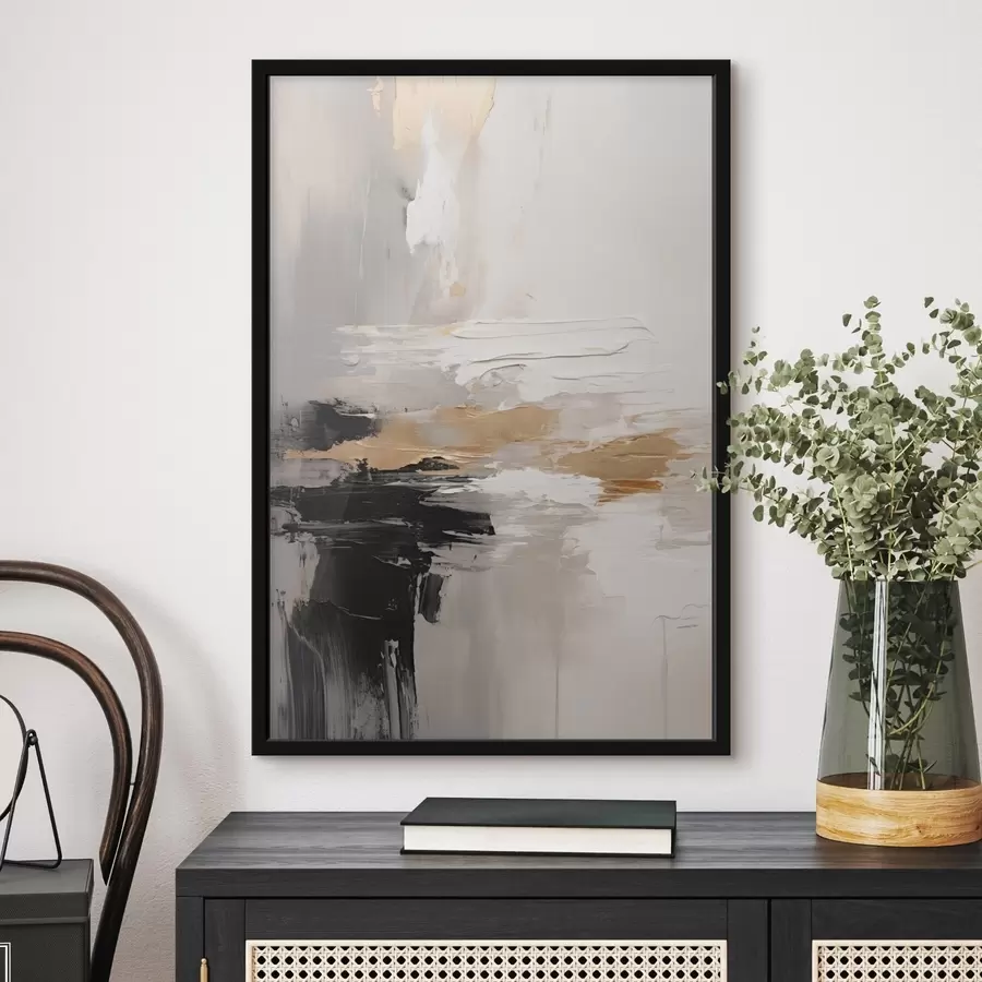 Fototapeedid Nude-toonilised jooned kontrastse musta ja okra kihiga f46544