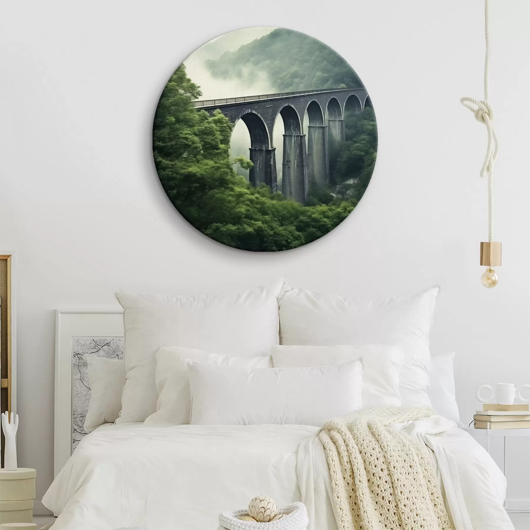 Pilt Kiviviadukt uduse metsaga kaetud oru kohal r46483