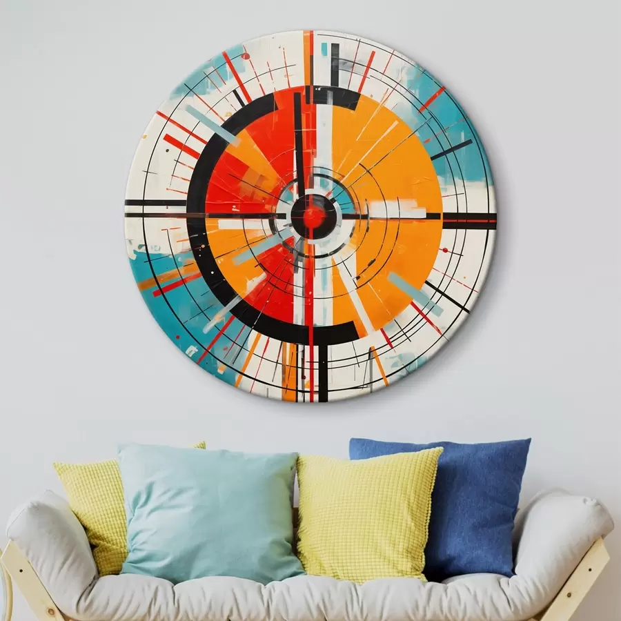 Pilt Kontsentriline sihtmärk sinakasroheliste ja oranžide segmentidega r46486