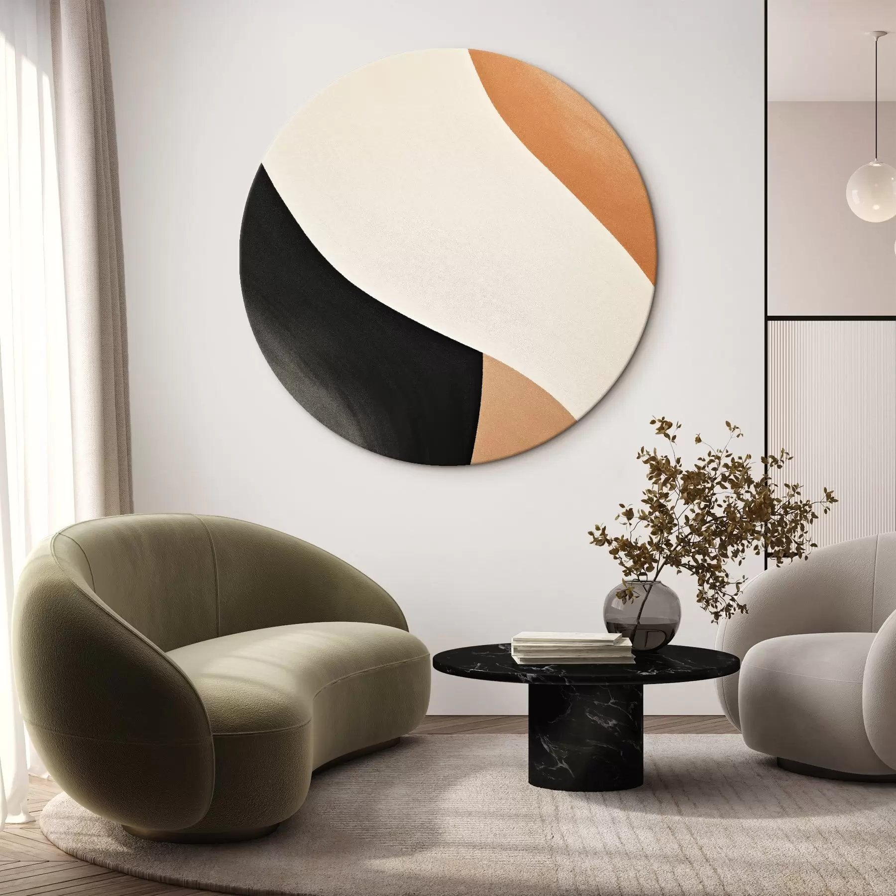 Pilt Julgete S-kurvidega kreemikas, must ja terrakota aktsendiga r46495