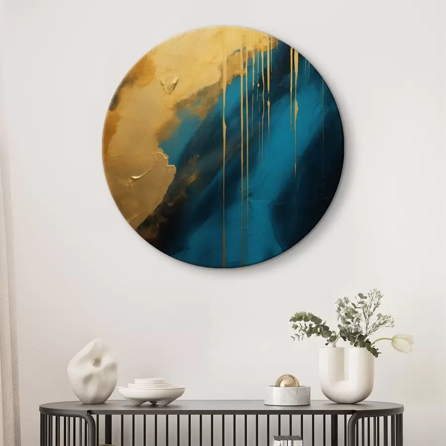 Pilt Teal ja sügavsinine abstraktne kujundus voolavate soojade rõhutatud detailidega r46509