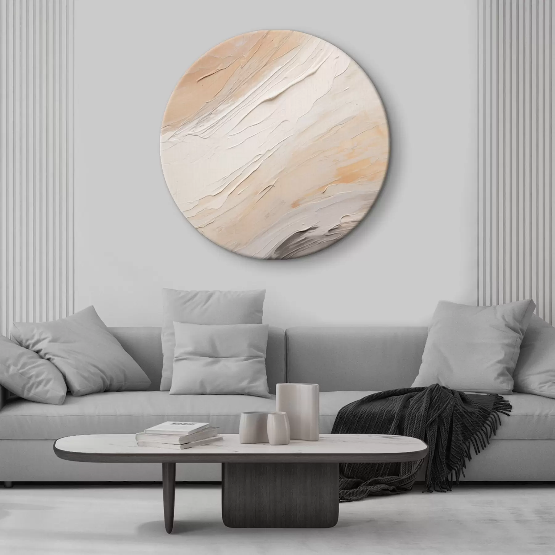 Pilt Tekstuuriga krohv keerleb soojas beežis ja pehmes hallis toonis r46511