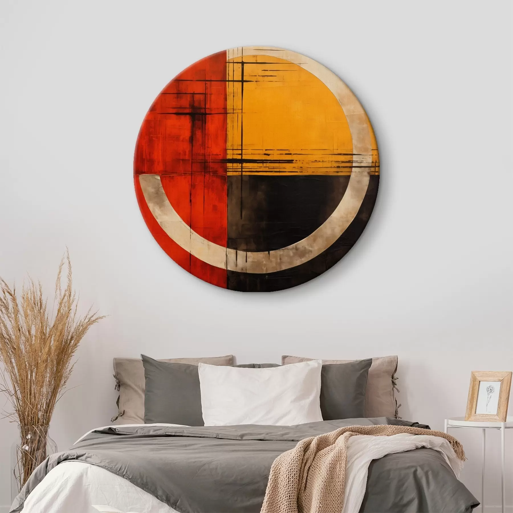 Pilt Abstraktne ring punasel-mustal taustal joontega r46535