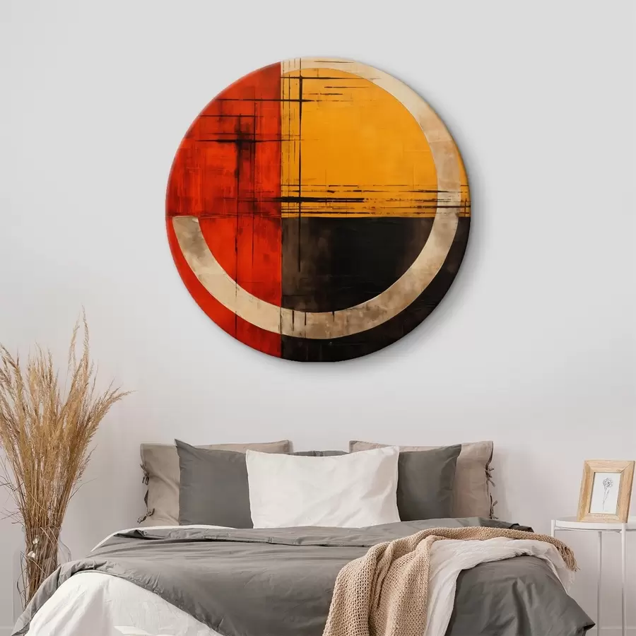 Pilt Abstraktne ring punasel-mustal taustal joontega r46535