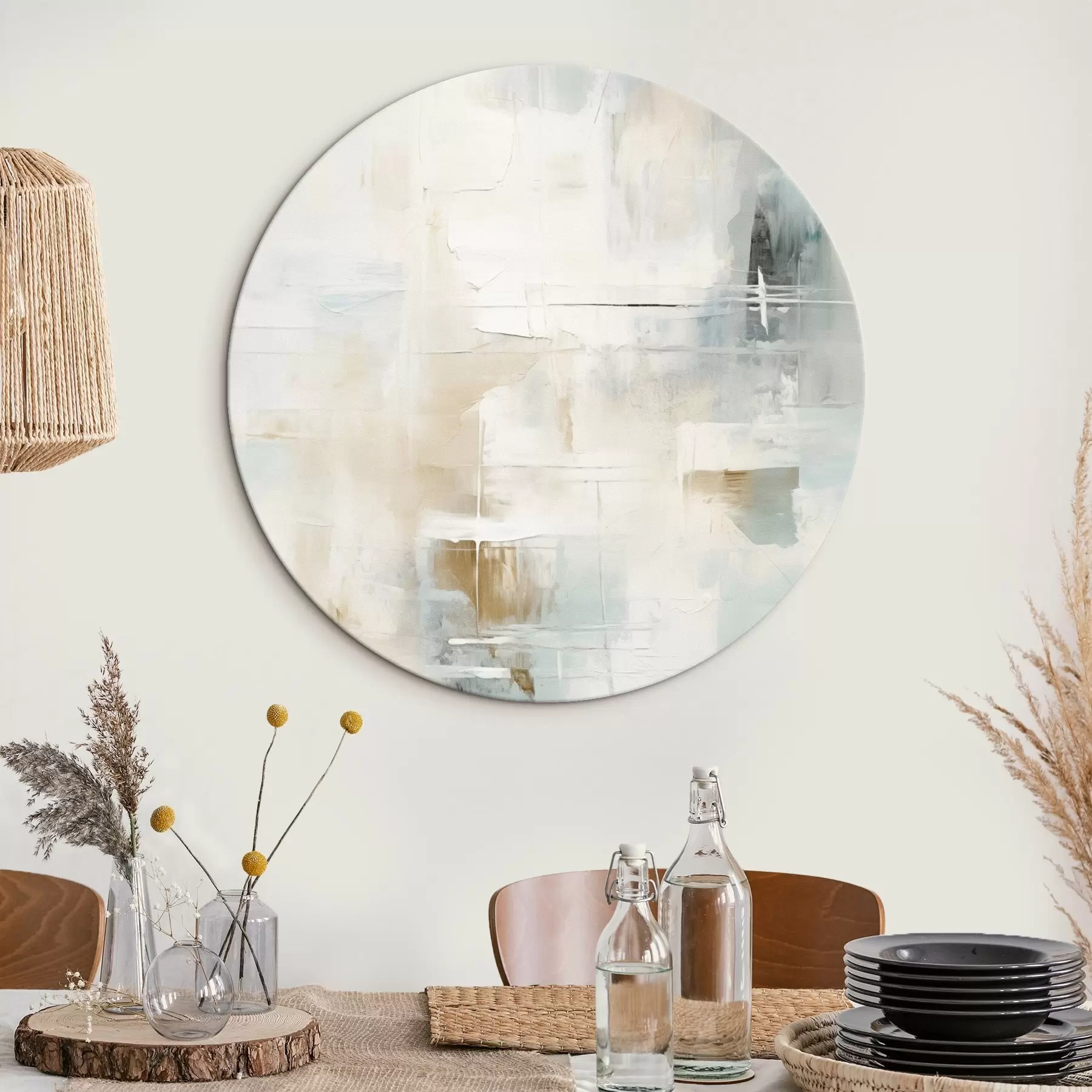 Pilt Õhulised sinised ja beežid jooned valgel taustal r46547