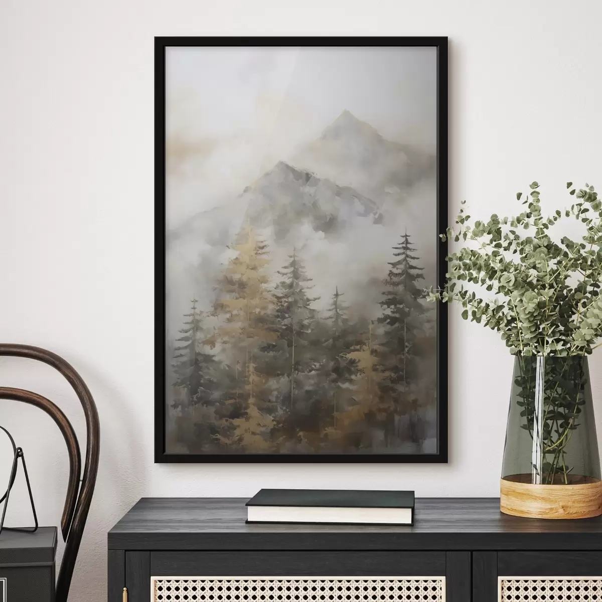 Plakat Mets mägedega taustal maalijäljend f46670