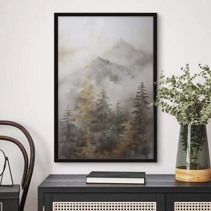 Fototapeedid Mets mägedega taustal maalijäljend f46670