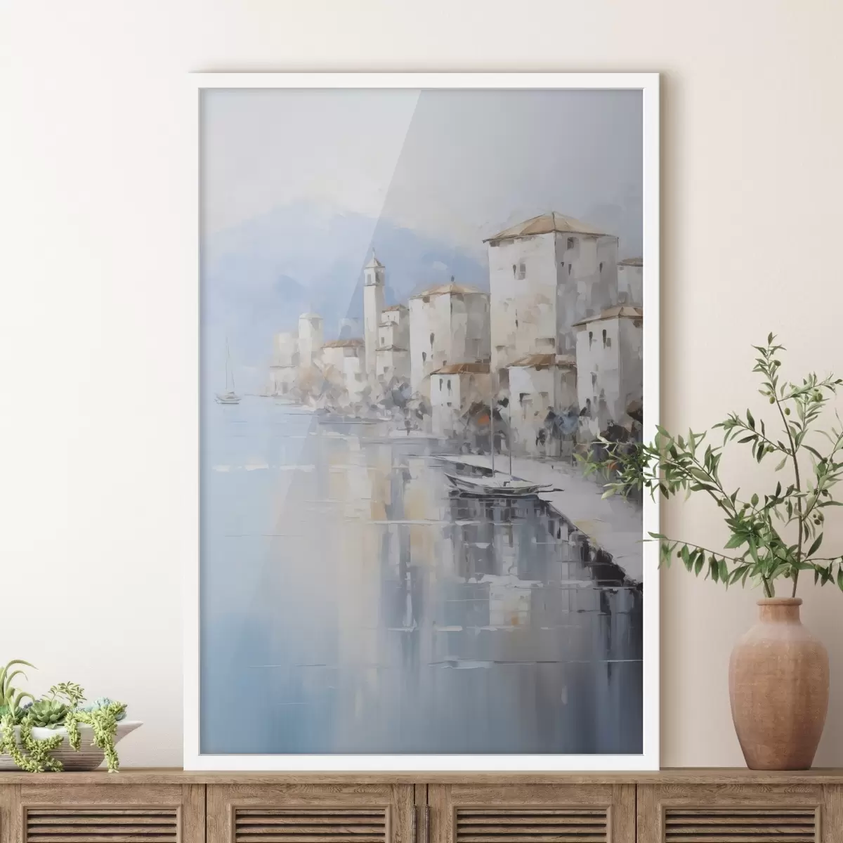 Plakat Abstraktsed majad lahe ääres, maalide imitatsioon f46673