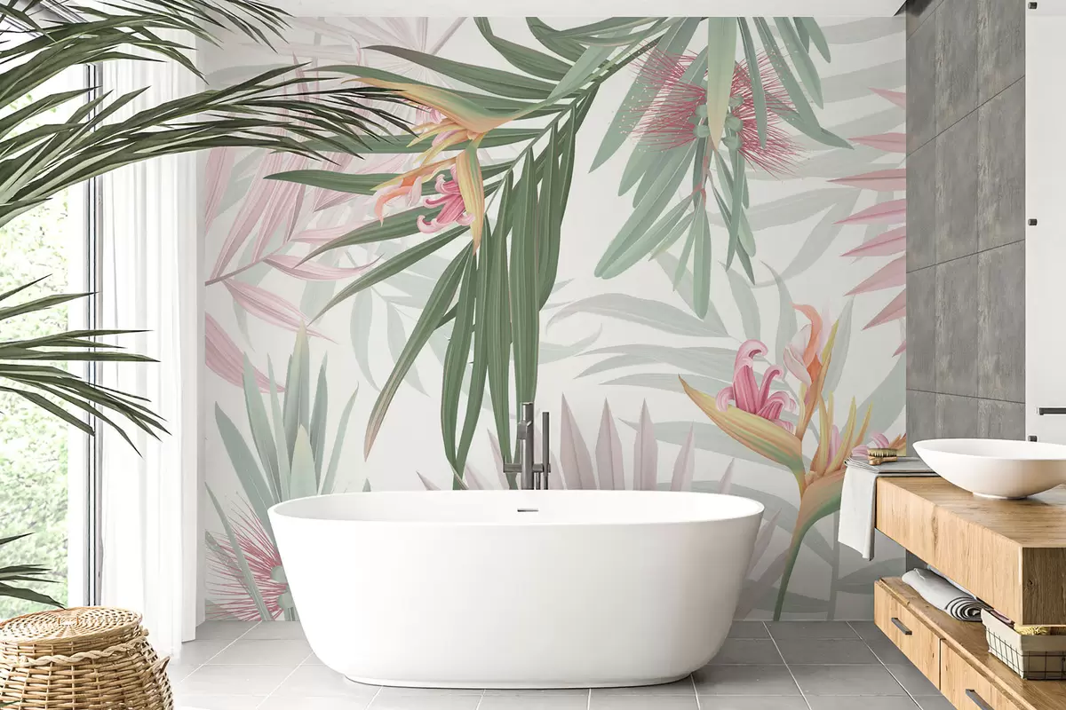 Fototapeedid Strelitzia palmilehtedes w04896v2