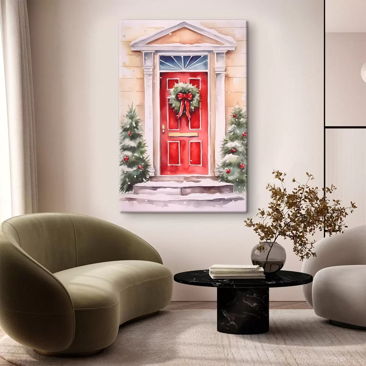 Pilt Jõulud uks koos pärjaga s46622