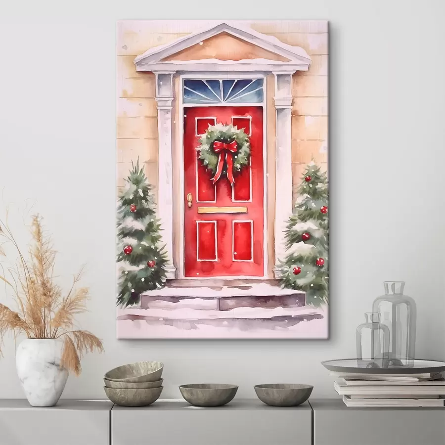 Pilt Jõulud uks koos pärjaga s46622