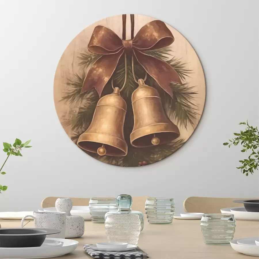 Pilt Vintage jõuludekoratsioon kahe kellukese ja paelaga r46626