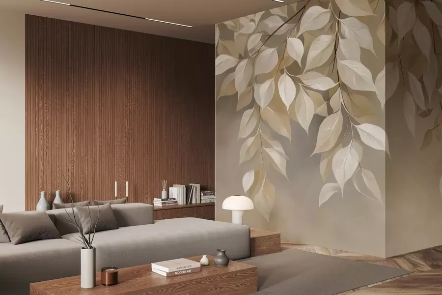 Fototapeedid Lehtedega kirsipuu oks w04899