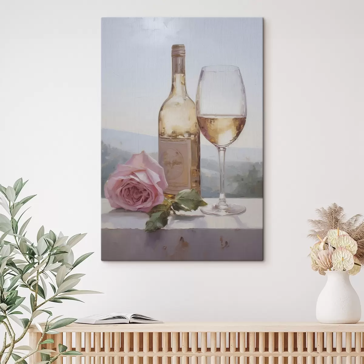 Pilt Pudel ja klaas veini ning prillidega väike koer, imitatsioonmaal s46721