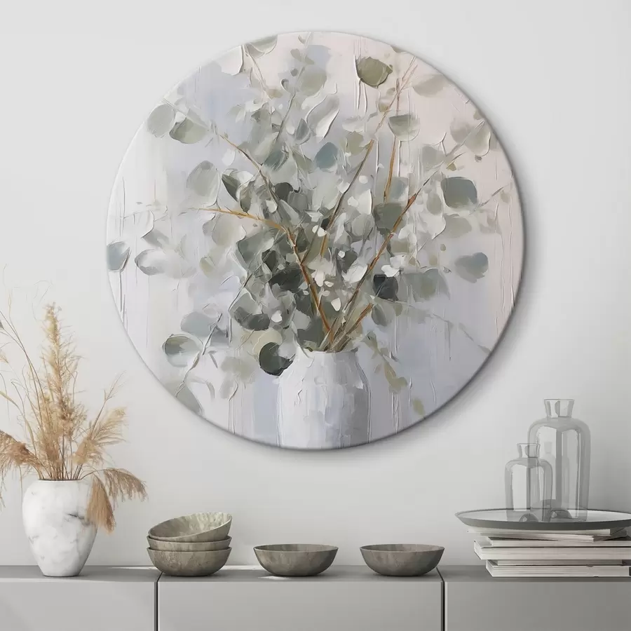 Pilt Lehtedega oksad vaasis, imitatsioonmaal r46720