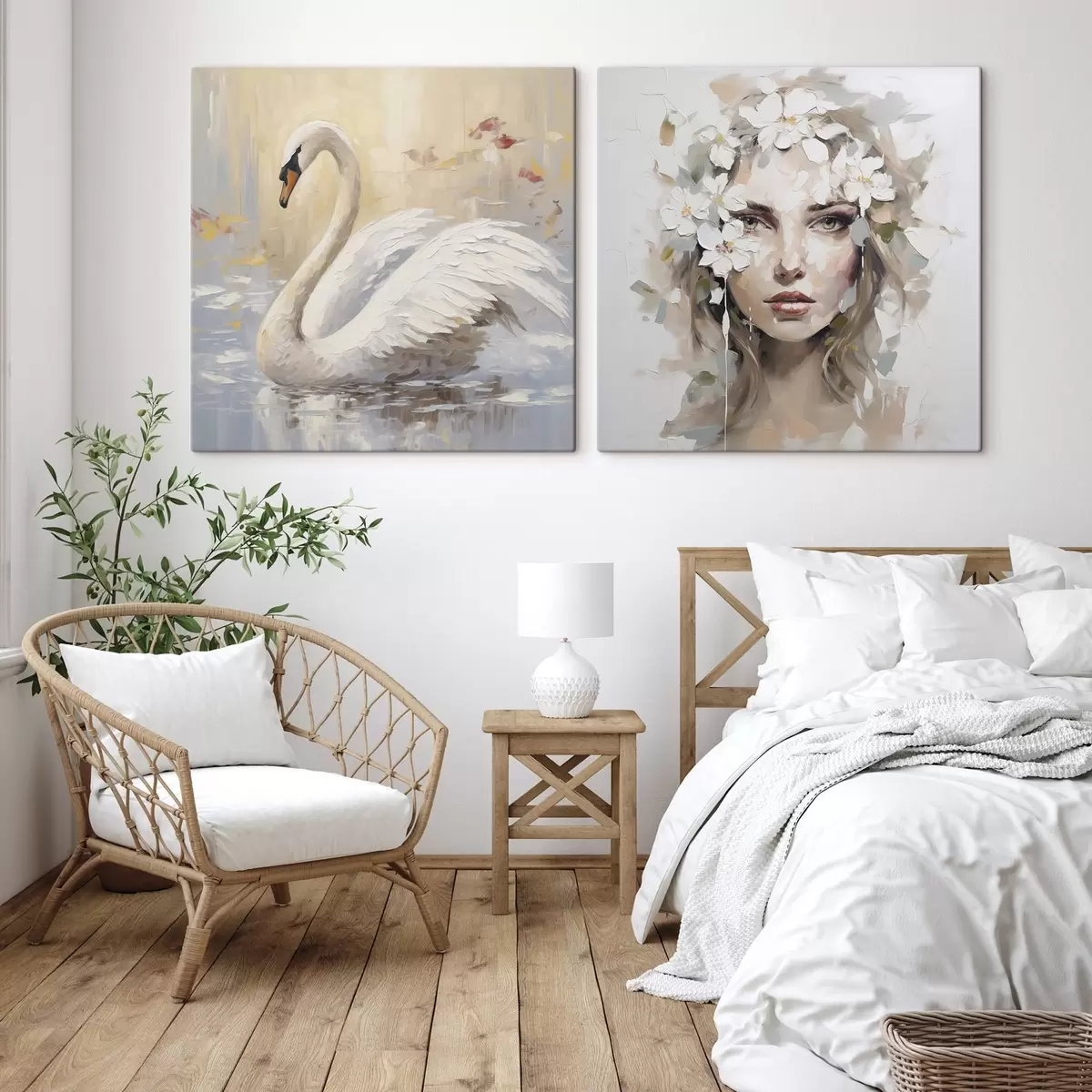 Pilt Luik ja tüdruku portree, imitatsioonmaal m01030