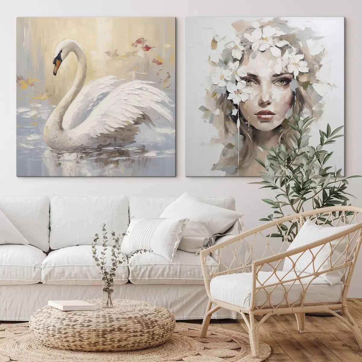 Pilt Luik ja tüdruku portree, imitatsioonmaal m01030