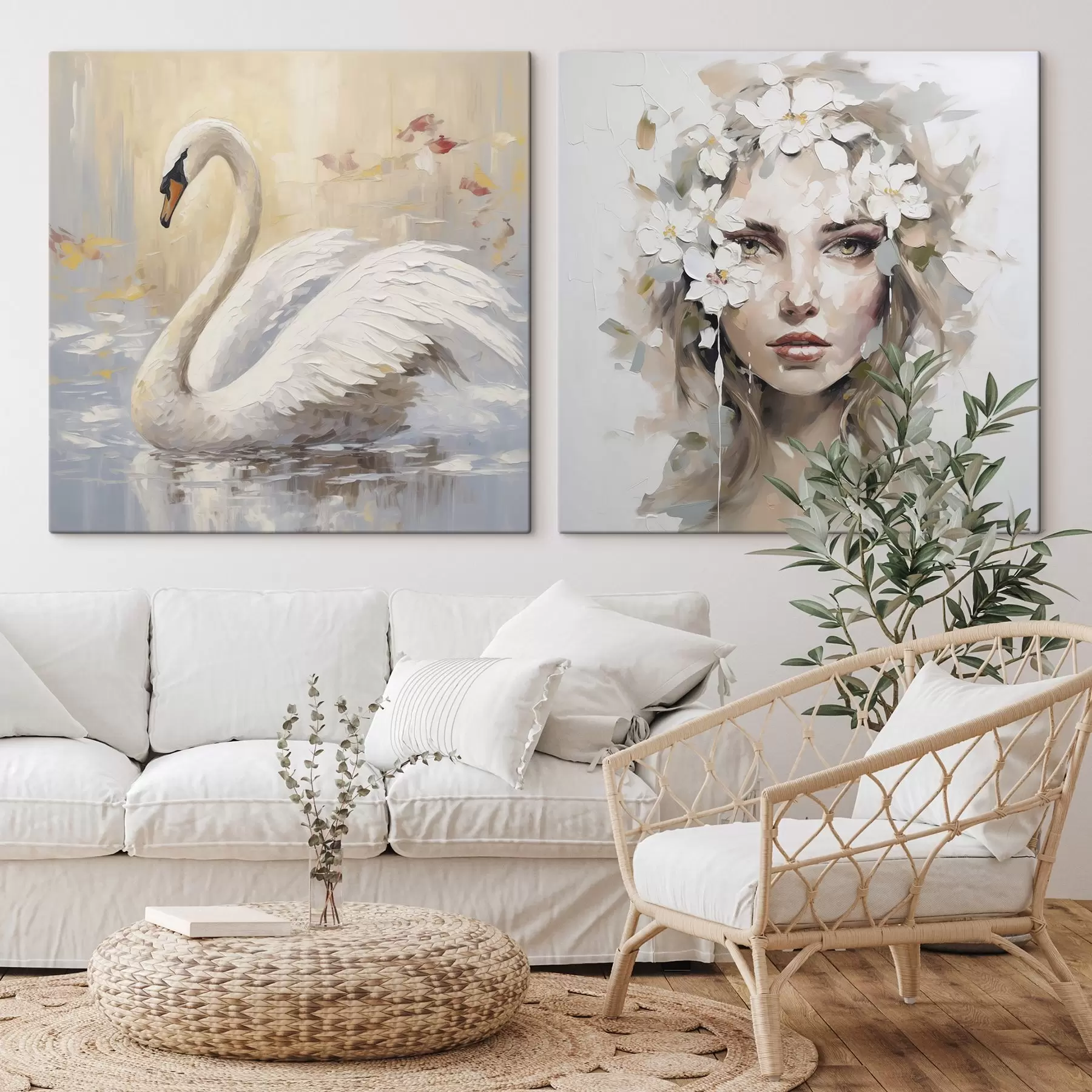 Pilt Luik ja tüdruku portree, imitatsioonmaal m01030