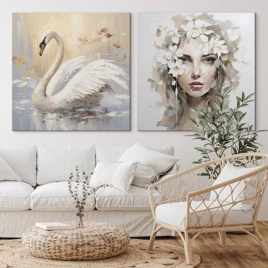 Pilt Luik ja tüdruku portree, imitatsioonmaal m01030