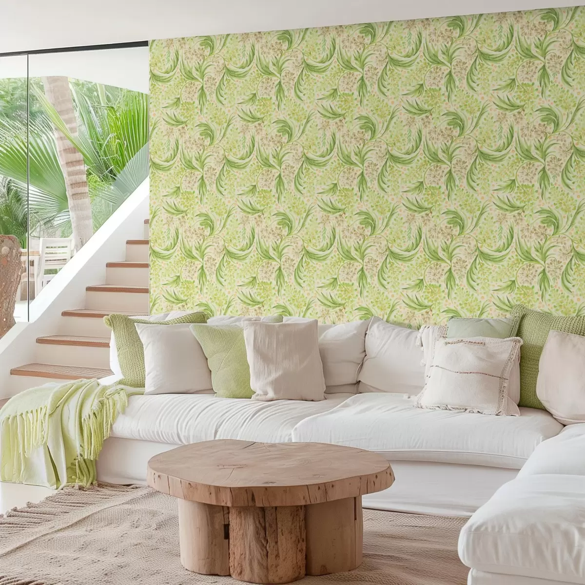 Tapeet Kerge lillemustriga pehmetes rohelistes toonides a00853