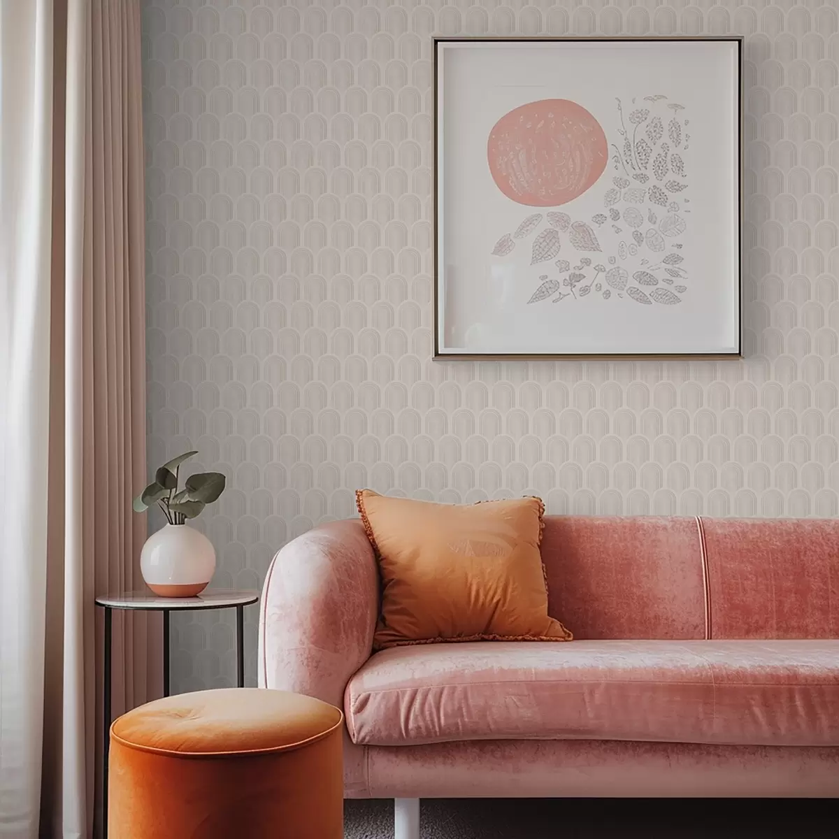 Tapeet Pehme beežide triipudega kaarekujuline rida, retrohõnguline a00923