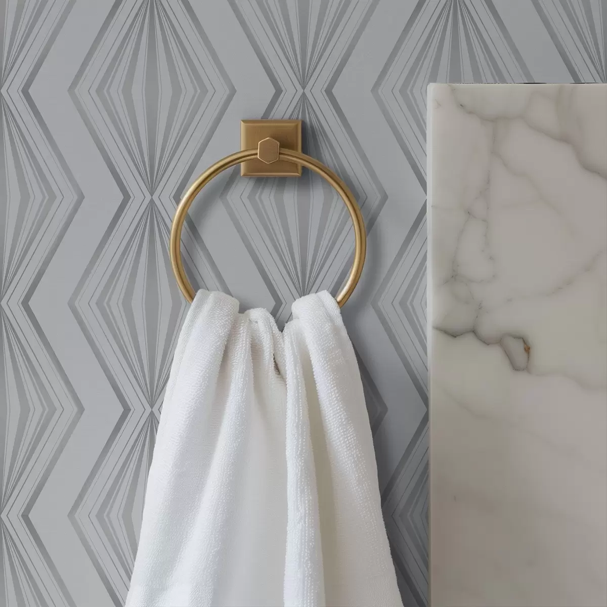 Tapeet Triibulised rombikujulised kujundid jahedas hallikassinises värvipalettis a00925v3