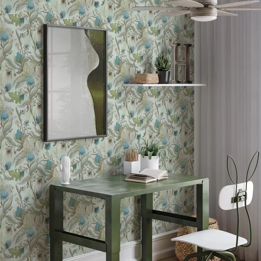 Fototapeedid Sinised lilled ja rohelus pehme mentaalsel taustal a00930v1