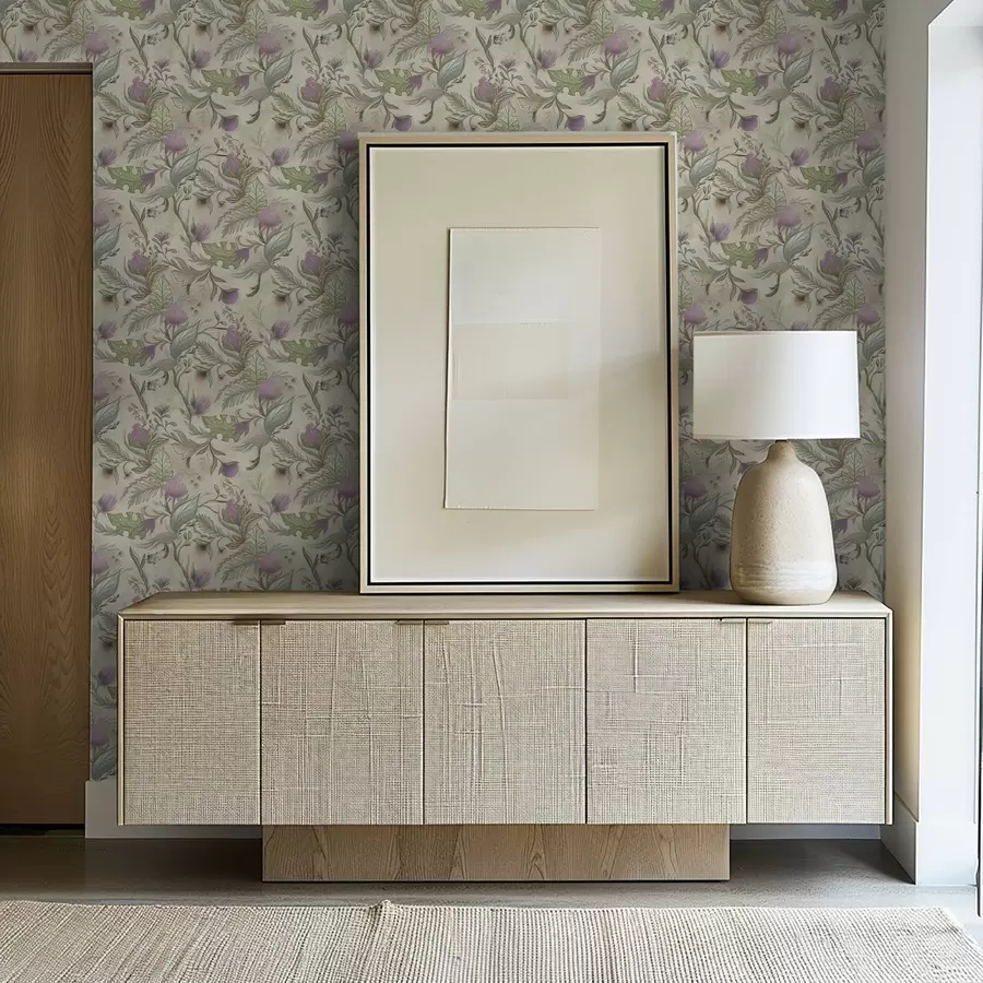 Fototapeedid Lilla pungad ja pehme rohelus kreemikal taustal a00930v2