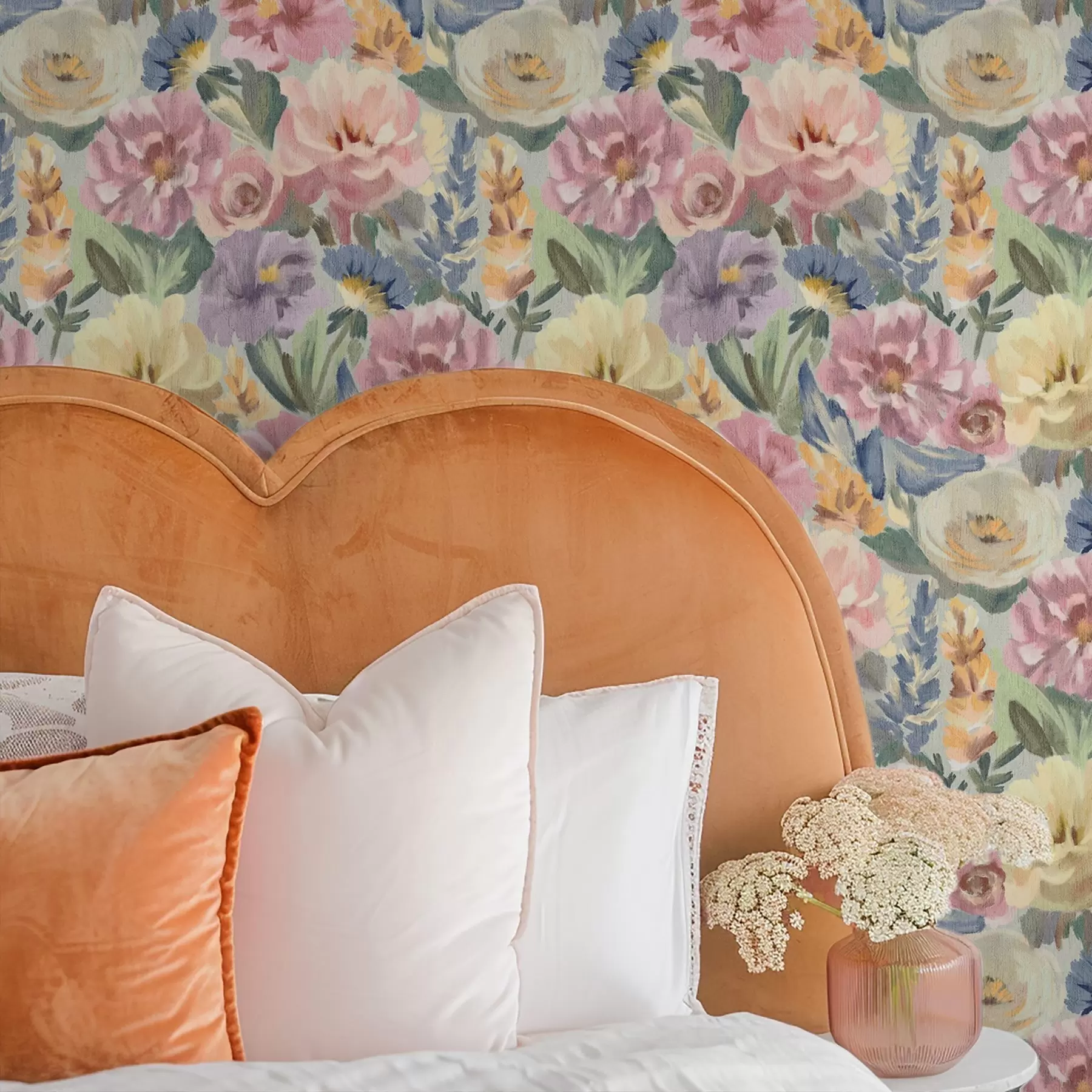 Fototapeedid Pastellsed udused pintslitõmmised lilled, pehme värvipalett a00954