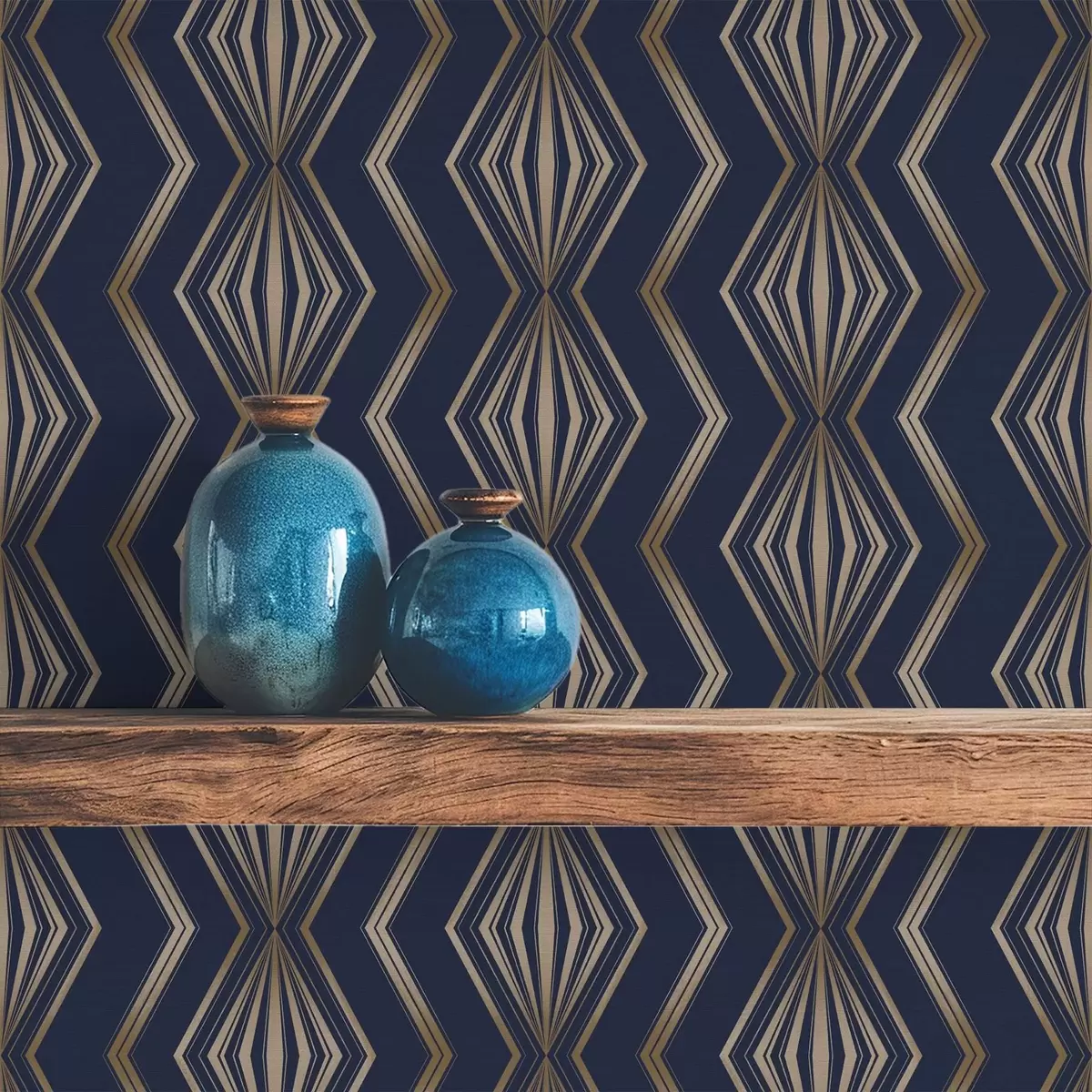 Tapeet Tume sinine rombikujuline geomeetriline muster a00973
