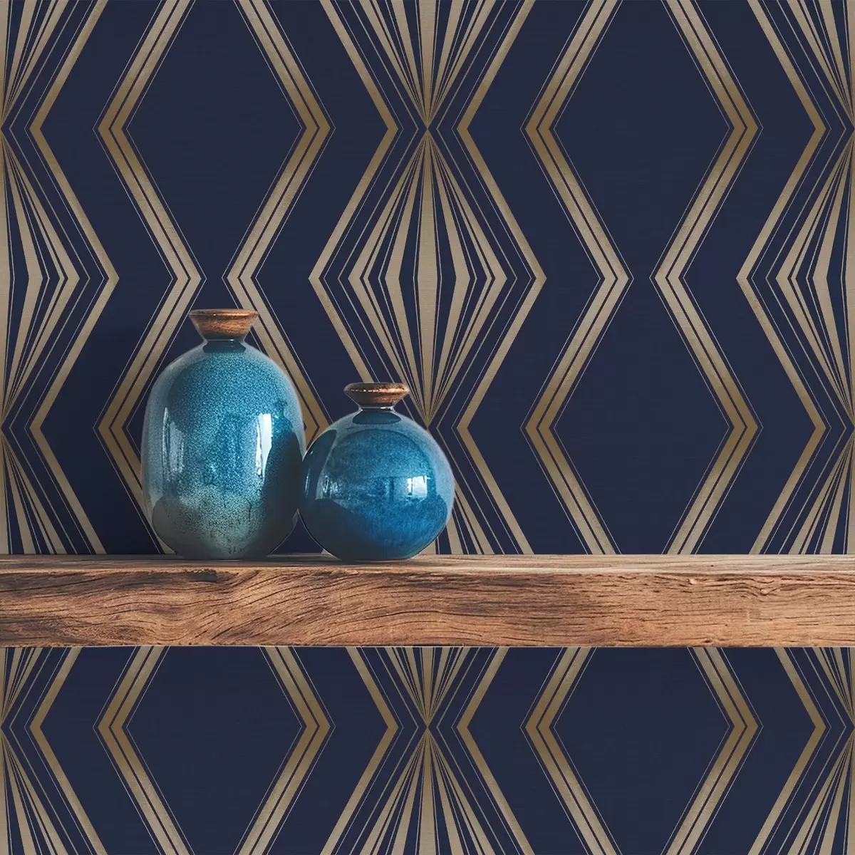 Tapeet Tume sinine taust geomeetriliste rombidega ja siksakidega a00974v2