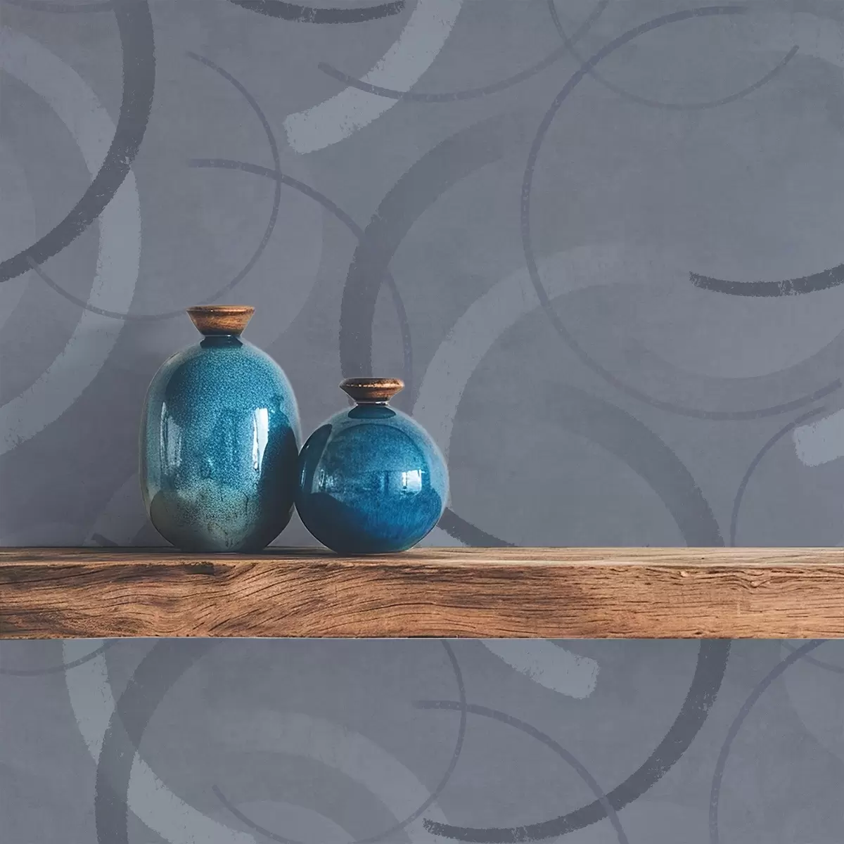 Tapeet Poolringid ja pehmed ringid jahedas hallikassinises värvipalettis a00980