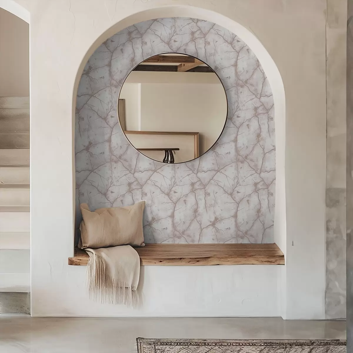 Tapeet Kerge betoon roosade pragude ja täppidega a00987