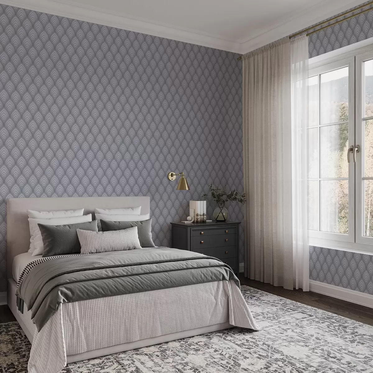 Tapeet Mahulised halltoonilised kaared pehme üleminekuga a00989