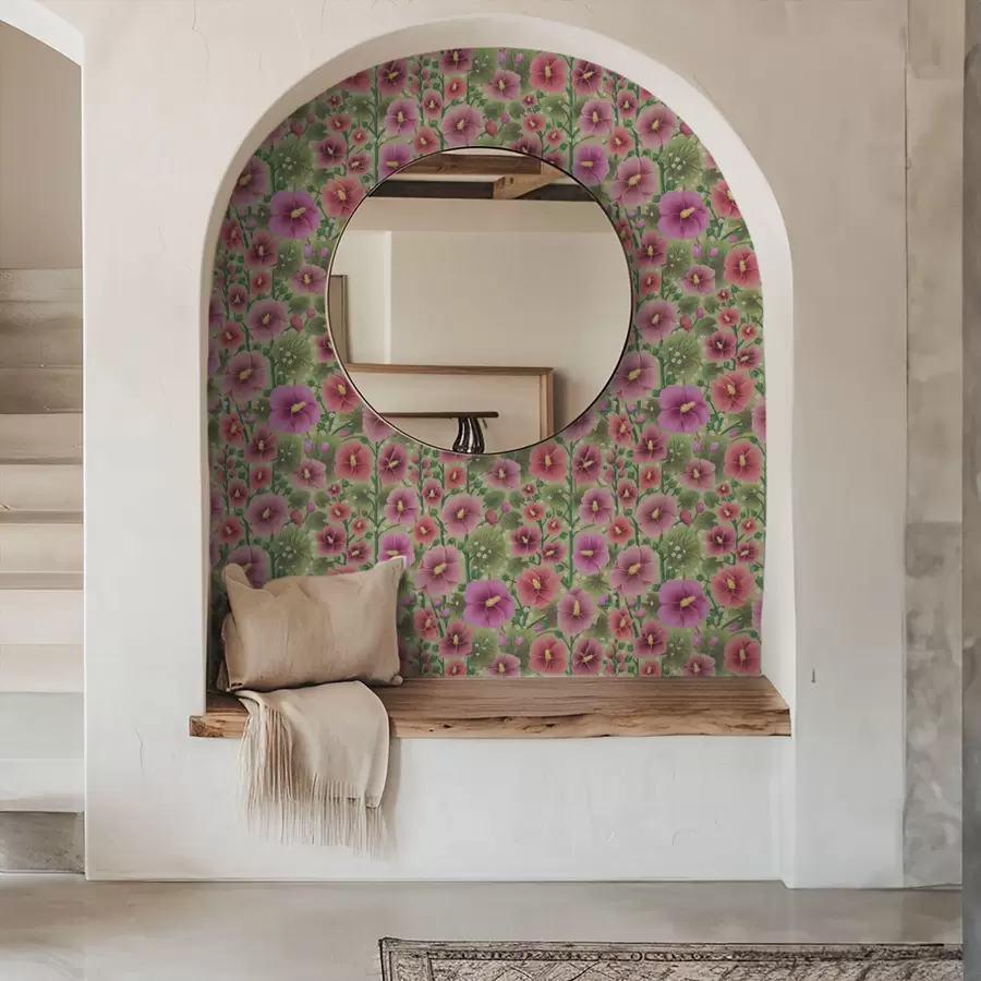 Fototapeedid Suured hibiskuse õied ja lehed tumerohelisel taustal a00993