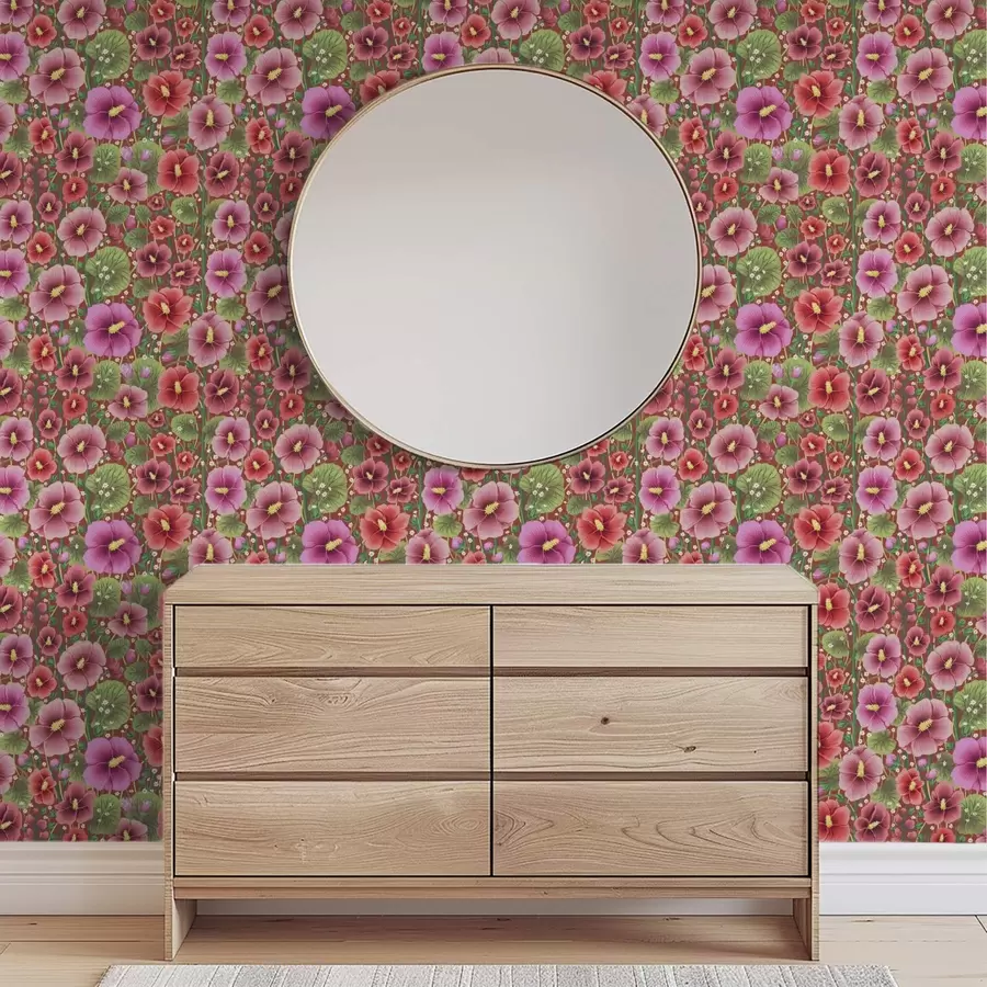 Fototapeedid Õitsev hibiskus soojal pruunikaspunase taustal a00993v1