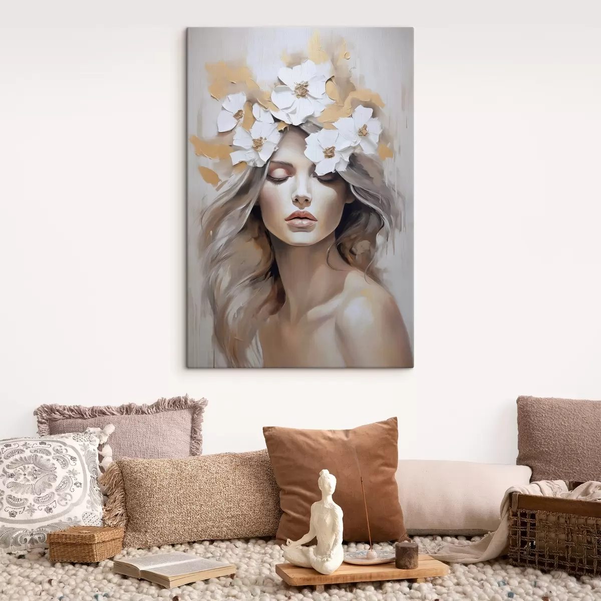 Pilt Lilledega tüdruku abstraktne portree s46757