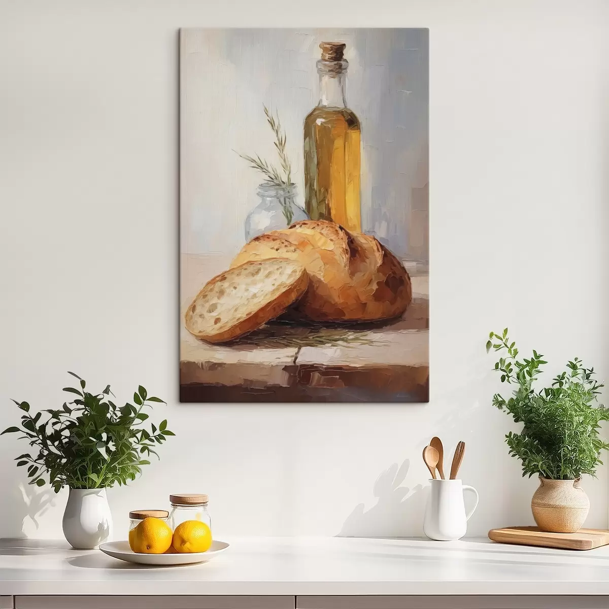Pilt Leib ja pudel õli, imitatsioonmaal s46759